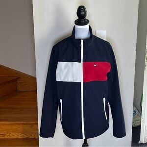 Tommy Hilfiger Men's Navy and Red Colorblock Jacket